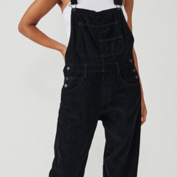 Free People We the Free Ziggy Overall black corduroy women's size medium - Picture 2 of 8